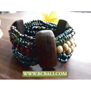 Beads Wood Stretch Bracelet Ethnic Design